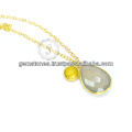 Beautiful Gray Chalcedony Silver Gemstone Long Chain Necklace For Women